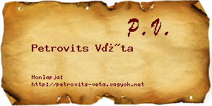 Petrovits Véta névjegykártya